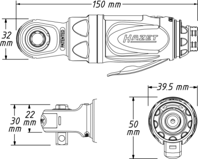 Ráčnový šroubovák (stlačený vzduch) HAZET 9021P-2