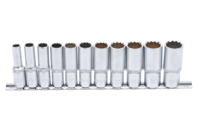 Hlavice 3/8" nástrčné prodloužené 12hranné, velikosti 8-19 mm, sada 11 ks - BGS 5252