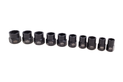 Hlavice 3/8” na poškozené šrouby a matice, velikosti 9-19 mm, sada 10 ks - SATRA