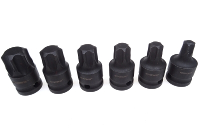 Zástrčné hlavice úderové TORX 1/2", T55-T100, sada 6 kusů - QUATROS QS50067