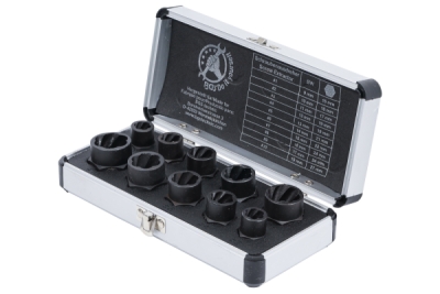 Hlavice 3/8" na poškozené šrouby, velikosti 9-19 mm, sada 10 ks - BGS 20210
