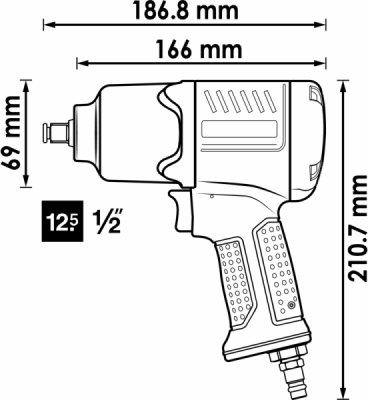 Rázový pneumatický utahovák 1/2" 1200Nm - VIGOR V4800