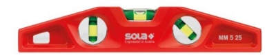 Vodováha 25 cm, extra robustní, s magnetem a drážkou pro trubky - SOLA
