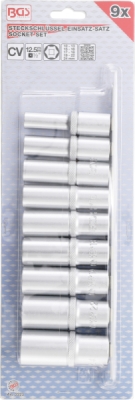 Hlavice nástrčné 1/2" 6hranné, 10-24 mm, prodloužené, sada 9 ks - BGS 2223