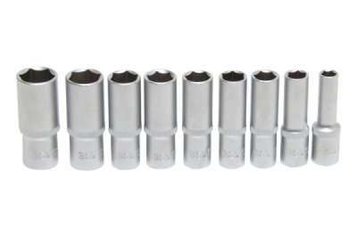Hlavice nástrčné 1/2" 6hranné, 10-24 mm, prodloužené, sada 9 ks - BGS 2223
