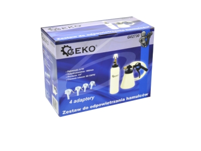 Přístroj na výměnu brzdové kapaliny a odvzdušnění 1/4", 4 adaptéry, 0,75 l - GEKO G02730