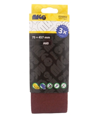 Brusné pásy 75 x 457 mm, různé hrubosti, pro pásové brusky - MAGG, Zrnitost: A80