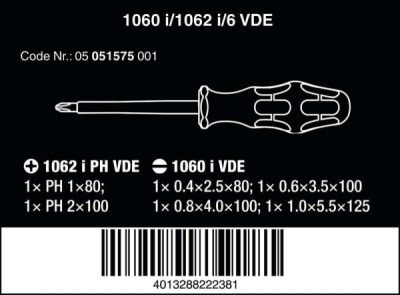 Sada 6 ks izolovaných šroubováků Kraftform 1060 i/1062 i/6 VDE, žlutočervené - Wera 05157