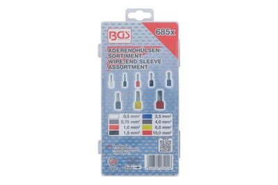 Dutinové elektrické konektory - dutinky 0,5-10,0 mm2, sada 685 ks - BGS 14120