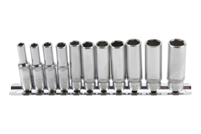 Hlavice palcové 1/4" prodloužené, velikosti 3/16 až 1/2", sada 11 ks - BGS 2429