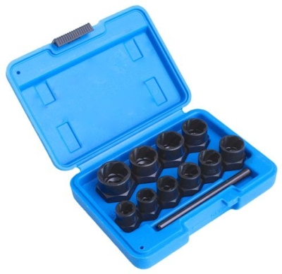 Hlavice 3/8” na poškozené šrouby a matice, velikosti 9-19 mm, sada 10 ks - SATRA