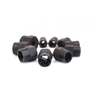 Hlavice 3/8” na poškozené šrouby a matice, velikosti 9-19 mm, sada 10 ks - SATRA