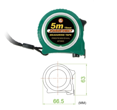 Svinovací metr 5 m x 19 mm, oboustranná stupnice, nereflexní - JONNESWAY MT0902