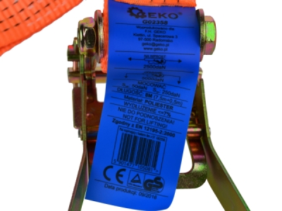 Upínací pásy s ráčnou a háky 5 tun, 50 mm, různé délky, Délka: 16 m