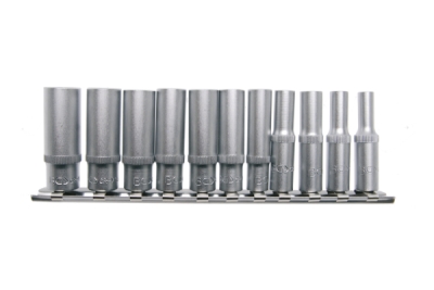 Hlavice palcové 1/4" prodloužené, velikosti 3/16 až 1/2", sada 11 ks - BGS 2429