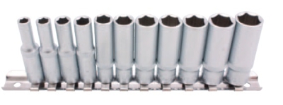 Hlavice palcové 1/4" prodloužené, velikosti 3/16 až 1/2", sada 11 ks - BGS 2429