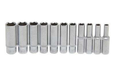 Hlavice palcové 1/4" prodloužené, velikosti 3/16 až 1/2", sada 11 ks - BGS 2429