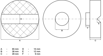 Gumová podložka zvedáku 65x29 mm, nosnost 3t, modrá barva - BGS 72108
