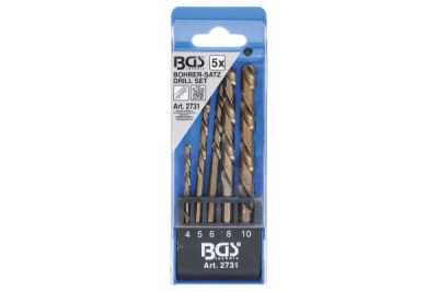 Vrtáky HSS 4,0 - 10,0 mm, titan, levotočivé - BGS 2731