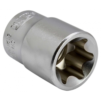 Hlavice 1/4", 3/8" a 1/2" nástrčné TORX-E, vel. E4-E24, sada 14 ks - SATRA