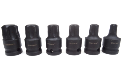 Zástrčné hlavice úderové TORX 1/2", T55-T100, sada 6 kusů - QUATROS QS50067