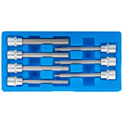Zástrčné hlavice Imbus 3/8", rozměry H3 - H10, prodloužené 110 mm, sada 7 ks - SATRA
