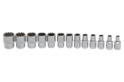 Hlavice multiprofilové 1/4", velikosti 4-14 mm, sada 13 ks, univerzální - BGS 2150