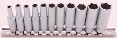 Hlavice nástrčné 1/2" 6hranné, 10-24 mm, prodloužené, sada 9 ks - BGS 2223