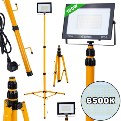 Dílenská lampa LED SMD 100 W (10000 lm), na stojanu, studená bílá (6500K), 230 V
