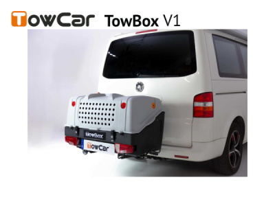 Přepravní box na tažné zařízení TowBox V1 pro psy, šedý