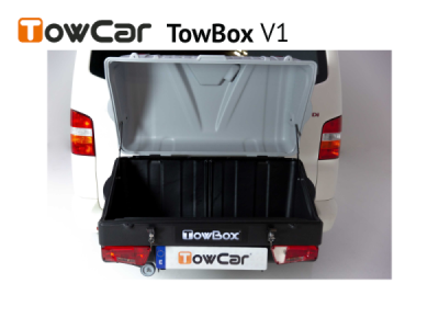 Přepravní box na tažné zařízení TowBox V1 pro psy, šedý