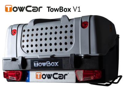 Přepravní box na tažné zařízení TowBox V1 pro psy, šedý