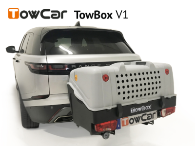 Přepravní box na tažné zařízení TowBox V1 pro psy, šedý