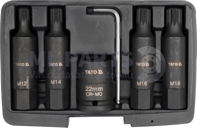 Sada 6 kusů rázových bitů 12 hran 3/4'' 6YATO YT-1157