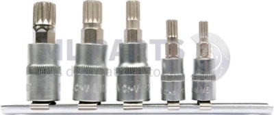 Sada nástavců spline 5 kusů, 1/4" 3/8" M5 M6 M8 M10 M12 YATO YT-04360