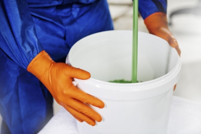 Nitrilové rukavice, extra pevné, odolné chemikáliím, oranžové, 50ks, různé velikosti, Velikost: S