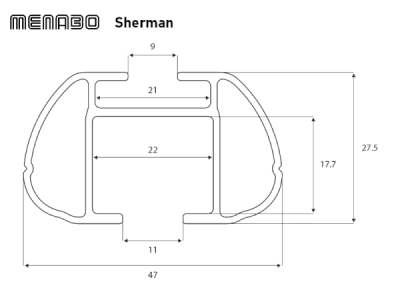 Střešní nosič na podélníky Menabo Sherman Black 118 cm