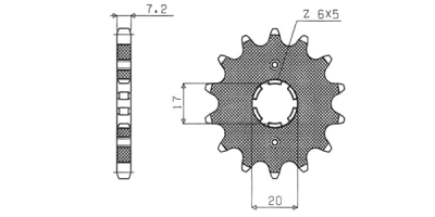 řetězové kolečko pro sekundární řetězy typu 428, SUNSTAR (15 zubů)