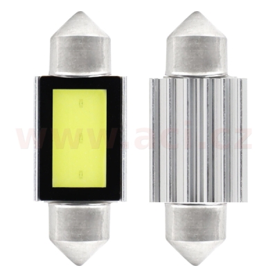 LED 12V 1,78W 3x SMD s chladičem bílá 5600k (patice SV8,5 délka 36 mm) kompatibilní s CAN-BUS (blistr 2 ks) bez homologace