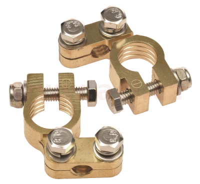 mosazné bateriové svorky Clasic 17.5 mm + a 15.9 mm - (pár 2 ks)