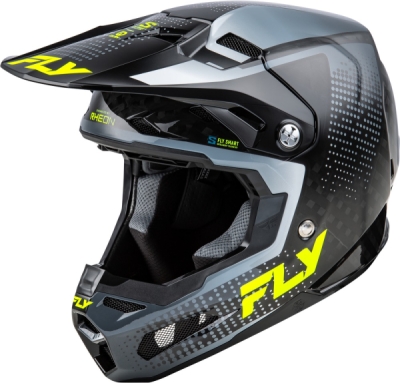 přilba FORMULA S CARBON, FLY RACING - USA (šedá/hi-vis, vel. L)