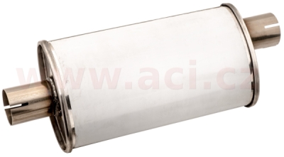 univerzální tlumič oválný vstup/výstup na středu/straně, průměr těla 100/165mm, délka těla 320mm, vnitřní průměr 51mm NEREZ