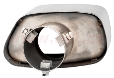 koncovka výfuku nerezová lichoběžníková šikmá, vnější průměr 175x90mm, délka 197mm, vnitřní průměr 45-62mm ASSO