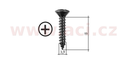 samořezný křížový vrut černý pozink Fe (sada 20 ks) (3,9 mm, 19 mm)