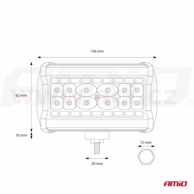 LED pracovní světlo, napětí 9-36 V, (28 LED 3030), svět. tok 2300 lm, (136 x 82 mm)