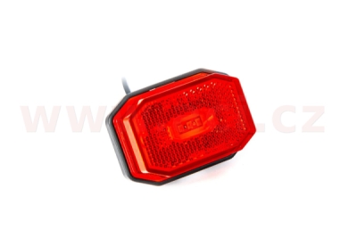poziční světlo LED obdélníkové červené (71x50 mm) s odrazkou, kabel 0,5 m