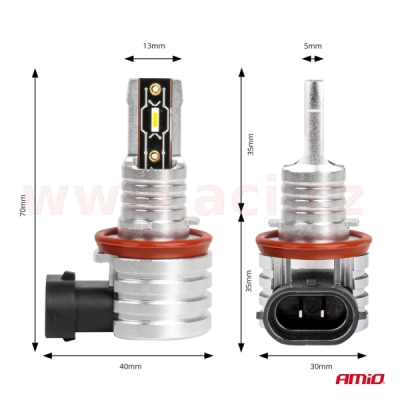 LED H8/H9/H11/H16 2x 21W - bílá (patice PGJ 19-5), sada 2 ks