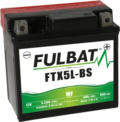 baterie 12V, YTX5L-BS, 4Ah, 80A, bezúdržbová MF AGM 113x70x105, FULBAT (vč. balení elektrolytu)