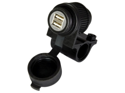 USB zásuvka 5V/2A, 2 vstupy s objímkou pro uchycení k řidítků a trubkám o průměru 22 a 25 mm, OXFORD