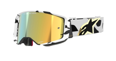 brýle SUPERTECH CORP, ALPINESTARS (bílá/zlatá, zrcadlové zlaté plexi)